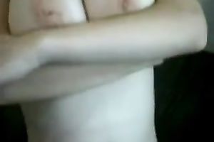 Massive tit white sweetheart rubs and fondles her love melons