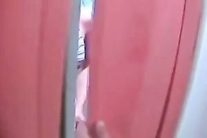 Skanky golden-haired is giving me a oral sex in the dressing room