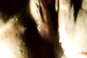 Masturbating my meaty shaved snatch with a petite toy