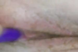 I fuck my red haired love tunnel with beloved purple sex toy