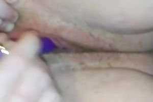 I fuck my red haired love tunnel with beloved purple sex toy