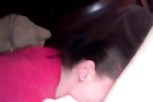 Two brunettes make out after engulfing my boner jointly