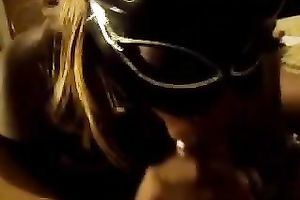 Masked swarthy bitch tries her most excellent to milk my ramrod dry