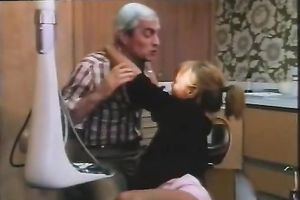 That blond doxy doesn't mind fucking an old slim man