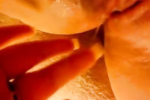 Close up act with my BBC slut fingering her sticky bald snatch