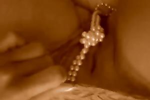 Stunning homemade solo with me stuffing a pearl necklace in my fur pie