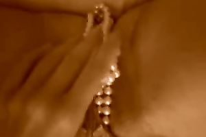 Stunning homemade solo with me stuffing a pearl necklace in my fur pie