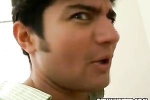 Chubby dark brown shows off her giant jugs on a camera