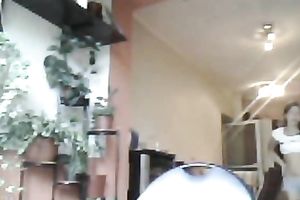 Beautiful dilettante chick disrobes seductively on webcam