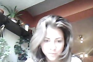 Beautiful dilettante chick disrobes seductively on webcam