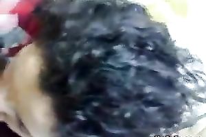 Charming Indian white bitch with hirsute hair is giving excellent blow job. POV