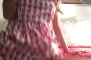 Teen in red dress and taut body