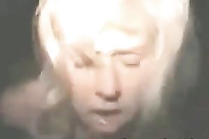 Beautiful and ribald golden-haired slut sucks and fuck on web camera