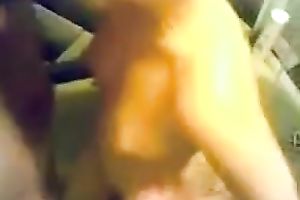 Brown-haired honey enjoys engulfing 2 boners in the bath