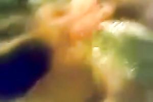 Brown-haired honey enjoys engulfing 2 boners in the bath