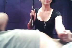 Tattooed hawt brunette hair whore slaps the tip of the jock