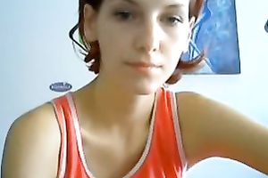 Slim webcam legal age teenager shows her merry milk sacks and constricted holes