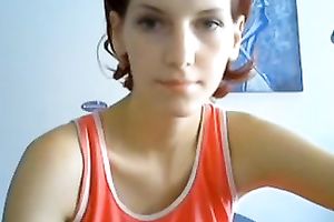 Slim webcam legal age teenager shows her merry milk sacks and constricted holes