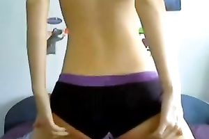 Slim webcam legal age teenager shows her merry milk sacks and constricted holes