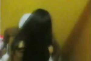 My amazing brunette hair GF rides my dick in a public cabin