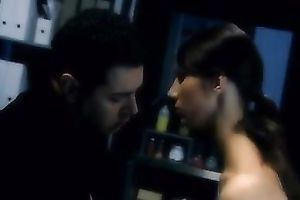 Beautiful dark brown hottie acquires a load of cum on her gorgeous face