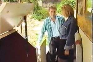 Retro sex movie with 2 lesbo couples caressing every other
