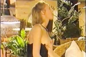 Retro sex movie with 2 lesbo couples caressing every other