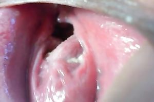 Vagina of my hotwife opened up and filmed closeup at home