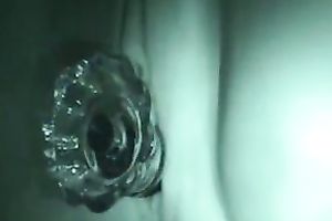 The bald pussy of my big beautiful woman dilettante girlfriend stuffed with a sex toy