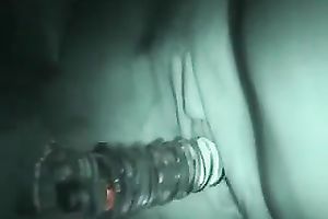 The bald pussy of my big beautiful woman dilettante girlfriend stuffed with a sex toy