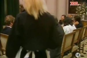 Horny and hot blondie wench with n=awesome meatballs acquires shoved