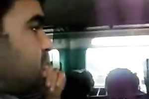 Ugly and cheesy Indian wench gives head in a bus during the time that on the road