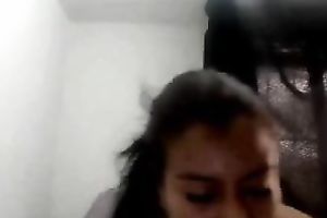 Lustful cam floozy plays with her love tunnel and natural breasts