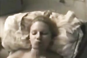 Blonde coed sucks my boner and receives facialed in POV video