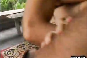 Sex dominatrix-bitch with big butt acquires mercilessly sandwiched by 2 massive jocks