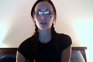 Seductive brunette chick with petite scoops is showing off her hawt body on web camera