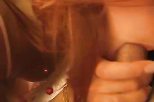 Marvelous redhead babe gives valuable fleshly oral sex