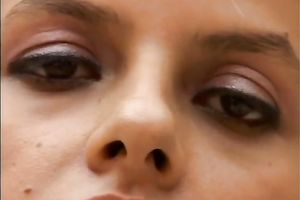 Beautiful wet Latina fills her mouth with manly meat