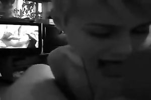 Short haired golden-haired skank enjoys engulfing my prick in front of a camera