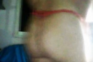 Dirty red pants of a breasty sexy dilettante black cock sluts on web camera