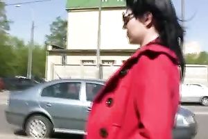 Tanya changes her clothing after pissing her jeans outdoors