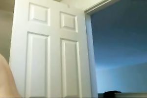 Fluffy ginger webcam chick shows me her mounds after bathroom