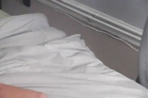 Skinny golden-haired goes down on a fellow after getting her slit toyed