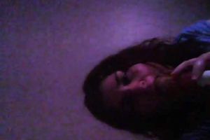 Playful corpulent web camera amateur wife sucks her sex toy and flashes her zeppelins
