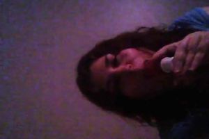 Playful corpulent web camera amateur wife sucks her sex toy and flashes her zeppelins