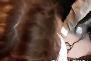 Three concupiscent legal age teenagers enjoy engulfing dick and spunk fountain shower