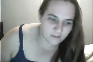 Weird webcam movie scene with a potbellied nerdy woman masturbating