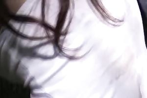 Redhead whore Alex pees in her panties on a bridge in make water fetish solo