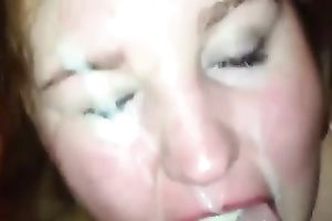 Plump slutwife sucks my deliciously ravishing pecker until I cum all over her face