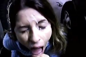 Sperm addicted bitch is not shy to show off her knob engulfing skills in public